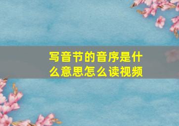 写音节的音序是什么意思怎么读视频