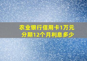 农业银行信用卡1万元分期12个月利息多少