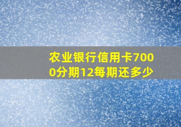 农业银行信用卡7000分期12每期还多少