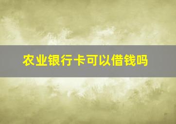 农业银行卡可以借钱吗