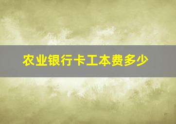 农业银行卡工本费多少