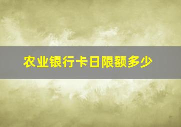 农业银行卡日限额多少