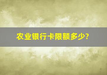 农业银行卡限额多少?