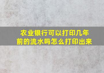 农业银行可以打印几年前的流水吗怎么打印出来