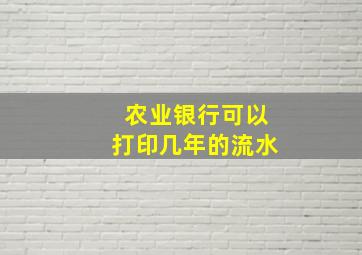 农业银行可以打印几年的流水