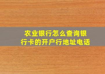 农业银行怎么查询银行卡的开户行地址电话