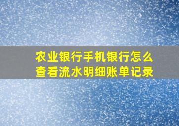 农业银行手机银行怎么查看流水明细账单记录