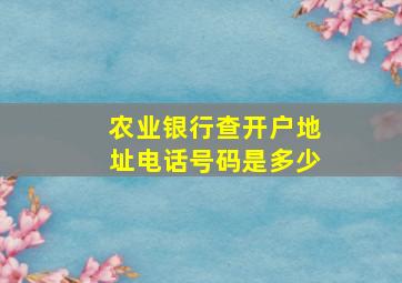 农业银行查开户地址电话号码是多少