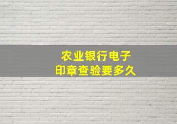 农业银行电子印章查验要多久