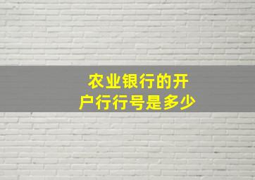 农业银行的开户行行号是多少