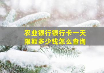 农业银行银行卡一天限额多少钱怎么查询