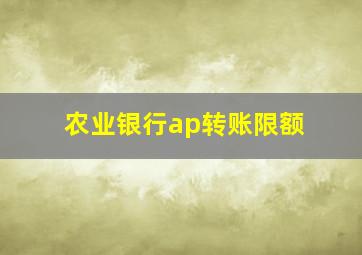 农业银行ap转账限额