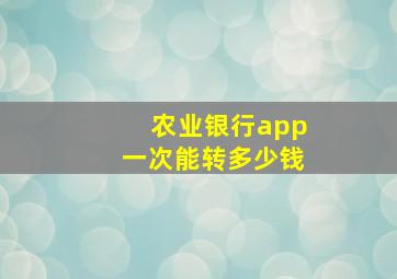 农业银行app一次能转多少钱