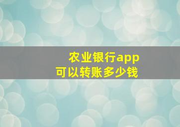 农业银行app可以转账多少钱