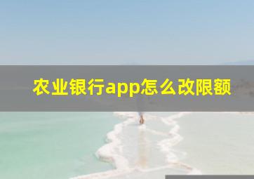 农业银行app怎么改限额