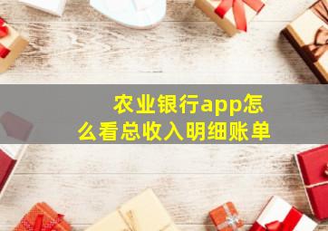 农业银行app怎么看总收入明细账单