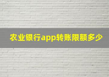 农业银行app转账限额多少