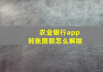 农业银行app转账限额怎么解除