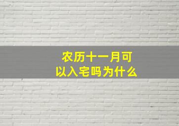 农历十一月可以入宅吗为什么