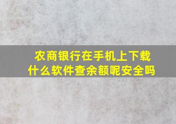 农商银行在手机上下载什么软件查余额呢安全吗