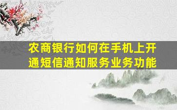 农商银行如何在手机上开通短信通知服务业务功能