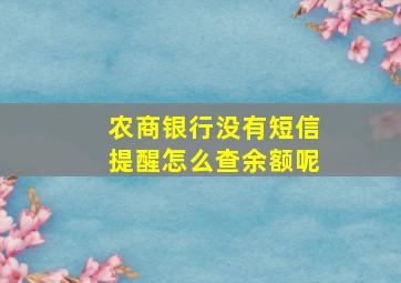 农商银行没有短信提醒怎么查余额呢