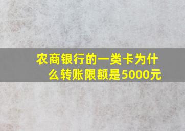 农商银行的一类卡为什么转账限额是5000元