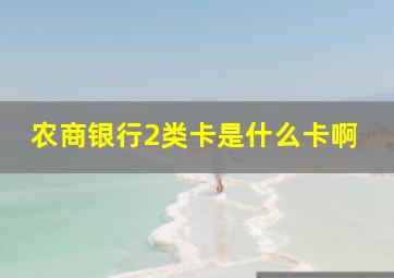 农商银行2类卡是什么卡啊