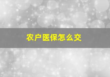 农户医保怎么交