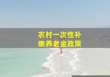 农村一次性补缴养老金政策