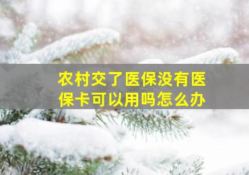 农村交了医保没有医保卡可以用吗怎么办