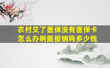 农村交了医保没有医保卡怎么办啊能报销吗多少钱