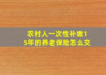 农村人一次性补缴15年的养老保险怎么交