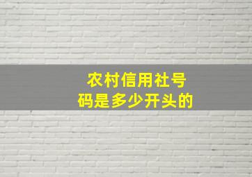 农村信用社号码是多少开头的