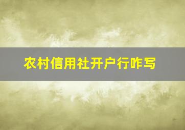 农村信用社开户行咋写