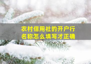 农村信用社的开户行名称怎么填写才正确