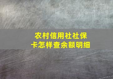 农村信用社社保卡怎样查余额明细