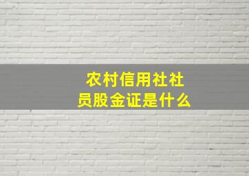 农村信用社社员股金证是什么