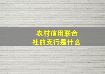 农村信用联合社的支行是什么