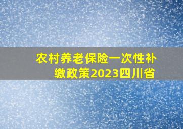 农村养老保险一次性补缴政策2023四川省