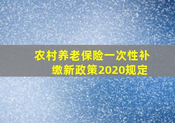 农村养老保险一次性补缴新政策2020规定