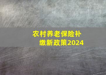 农村养老保险补缴新政策2024