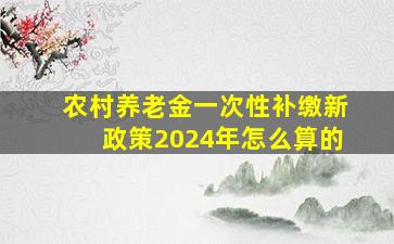 农村养老金一次性补缴新政策2024年怎么算的