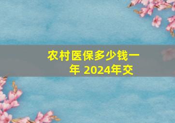 农村医保多少钱一年 2024年交