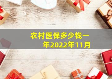 农村医保多少钱一年2022年11月