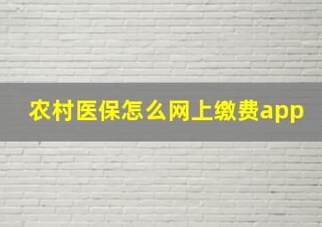 农村医保怎么网上缴费app