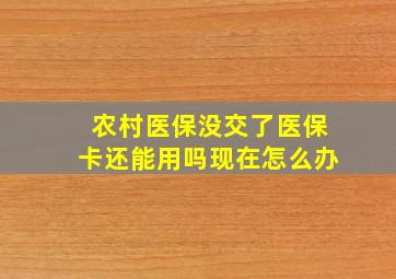 农村医保没交了医保卡还能用吗现在怎么办