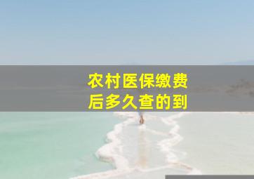 农村医保缴费后多久查的到