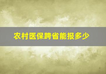 农村医保跨省能报多少