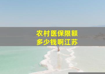 农村医保限额多少钱啊江苏